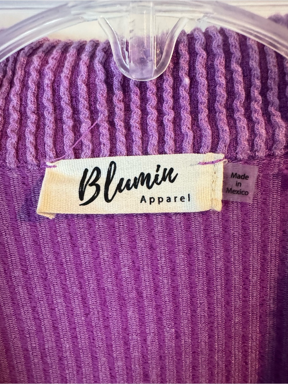 Blumin Apparel Lavender-Purple Ribbed Button-Front Top - Picture 3 of 5